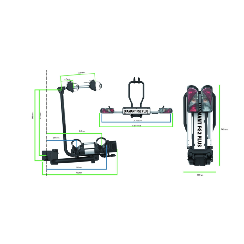 Bagażnik rowerowy platforma rowerowa na hak 2 rowery PROUSER Diamant FG2 PLUS | składany - obrazek 8